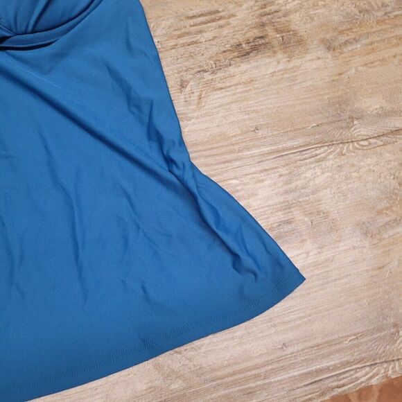 Birdsong Size 32DDD Bare Necessities Teal Blue Underwire Wrap Tankini Swim Top - Picture 8 of 10